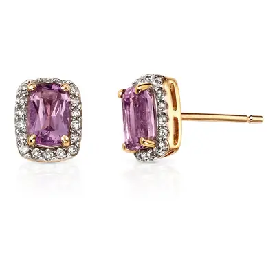 Fine Jewellery by John Greed 9ct Gold Amethyst & Diamond Stud Earrings For Women