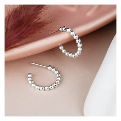 John Greed Portrait Series 1 Silver Ball Open Hoop Earrings For Women