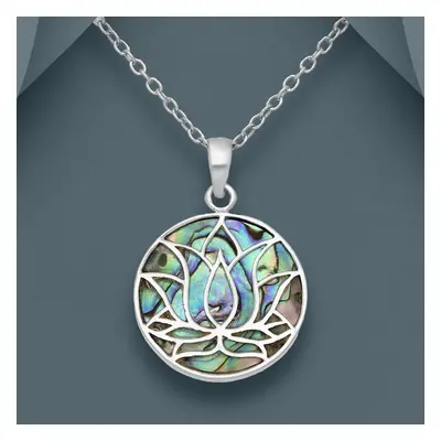 John Greed Tempest Serre Silver Abalone Round Lotus Necklace For Women