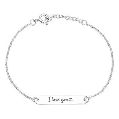 John Greed Signature Silver I Love You (Heart) Bar Bracelet For Women