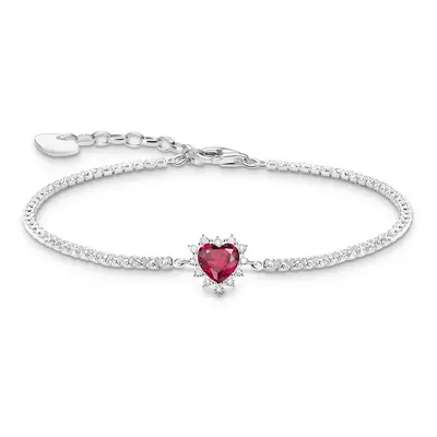 THOMAS SABO Silver Ruby & CZ Romantic Heart Bracelet For Women