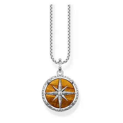 THOMAS SABO Silver Tiger's Eye Compass Necklace