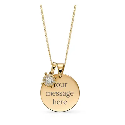 Fine Jewellery by John Greed 9ct Gold Disc & Diamond April Birthstone Necklace For Women