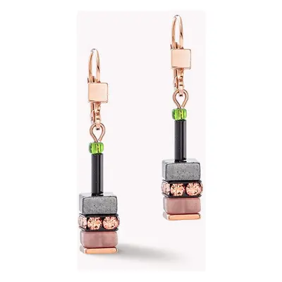 Coeur De Lion Classic GEOCUBE Earrings Rose Gold Olive Brown For Women