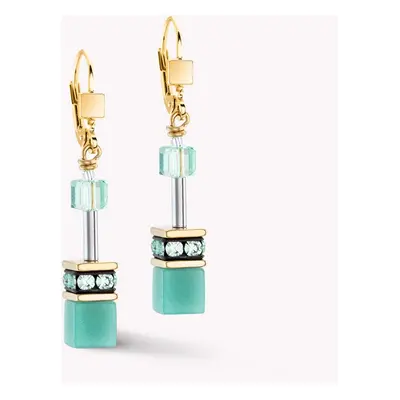 Coeur De Lion Classic GEOCUBE Earrings Gold Soft Green For Women