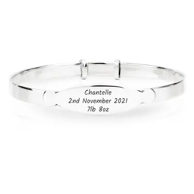 John Greed Signature Children's Silver ID Plate Expanding Bangle