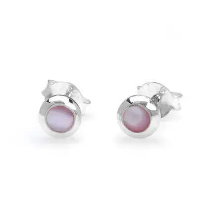 John Greed Signature Silver & Pink Mother of Pearl Earrings For Women