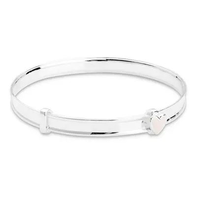 John Greed Signature Children's Silver Pink Heart Solid Expanding Bangle For Women