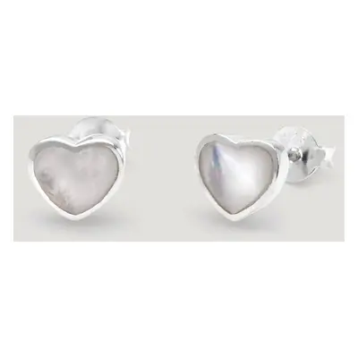 John Greed CANDY Love Silver & Mother of Pearl Heart Earrings For Women