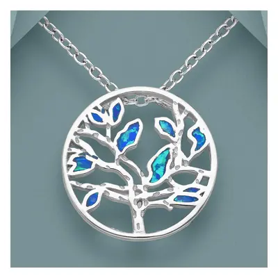 John Greed Tempest Wald Silver Opal Tree Of Life Necklace For Women