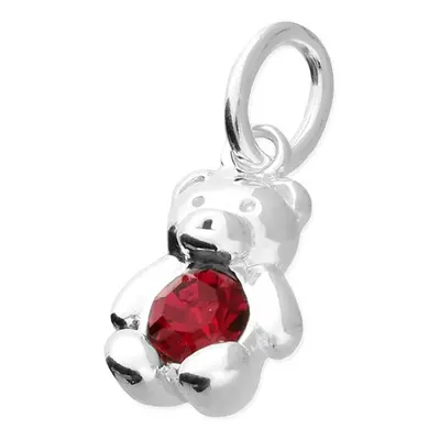 John Greed Signature Children's Silver July Birthstone Crystal Bear Pendant Charm For Women