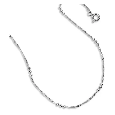 John Greed Signature Silver Beaded Twist Chain Anklet For Women