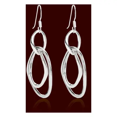 John Greed Portrait Sketch Silver Organic Interlocked Oval Link Earrings For Women