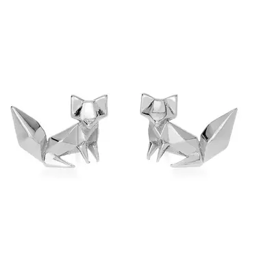 John Greed Silver Origami Fox Stud Earrings For Women