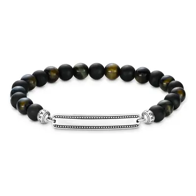 THOMAS SABO Rebel Silver Obsidian, Onyx & Tiger's Eye Bar Bracelet