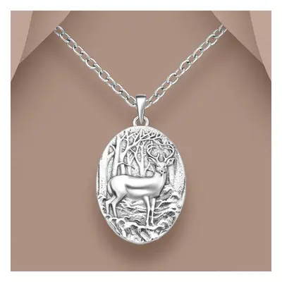 John Greed Tempest Wald Silver Deer & Tree Necklace For Women