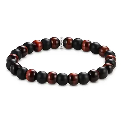 THOMAS SABO Rebel Silver Obsidian & Red Tiger's Eye Bead Bracelet