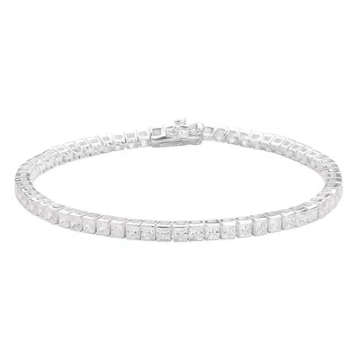 John Greed Signature Silver Princess Cut CZ Tennis Bracelet For Women