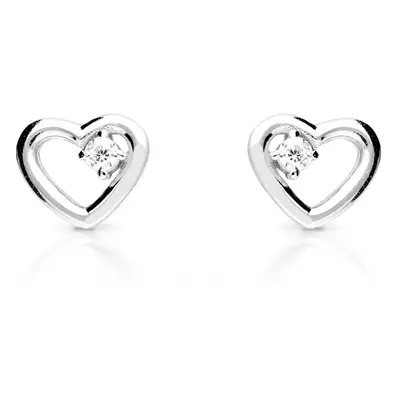 John Greed Signature Silver Single CZ Open Heart Stud Earrings For Women