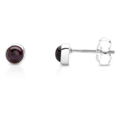 John Greed Signature Silver Small Round Garnet Stud Earrings For Women