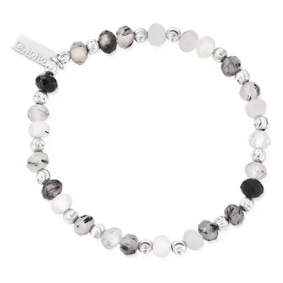 ChloBo Silver Black Rutilated Quartz Balanced Energy Bracelet For Women