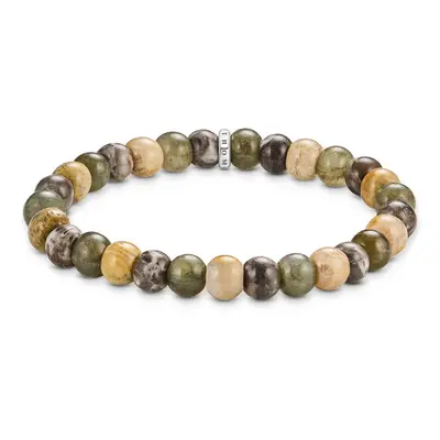 THOMAS SABO Rebel Silver Labradorite & Jasper Bead Bracelet