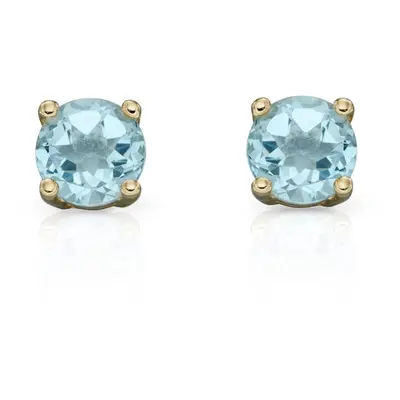 Fine Jewellery by John Greed 9ct Gold Aquamarine March Birthstone Stud Earrings 4mm For Women