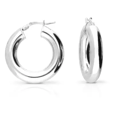 John Greed Signature Silver Round & Chunky Hoop Earrings For Women