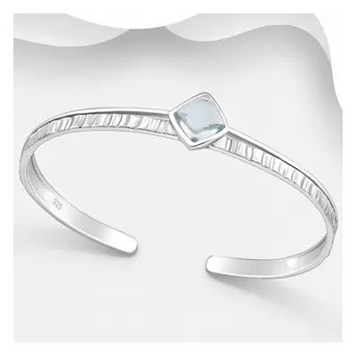 John Greed Signature Silver Sky Blue Topaz Cuff Bangle For Women