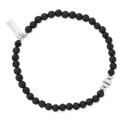 ChloBo Men's Silver Black Lava Bracelet