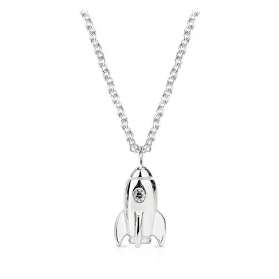 John Greed Signature Children's Silver & CZ Space Rocket Necklace