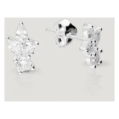 John Greed CANDY Sky Silver CZ Abstract Flower Stud Earrings For Women