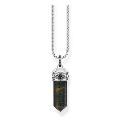 THOMAS SABO Rebel Silver Tiger's Eye Hexagon Necklace