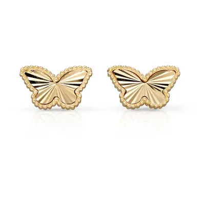 Fine Jewellery by John Greed 9ct Gold Diamond-Cut Butterfly Stud Earrings For Women