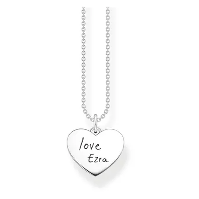 THOMAS SABO Silver Flat Polished Heart Handwriting Necklace For Women