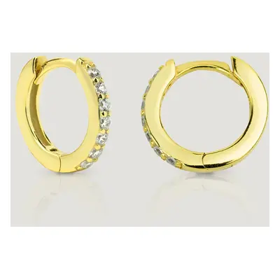 John Greed Signature Gold Plated Silver CZ Huggie Hoop Earrings For Women