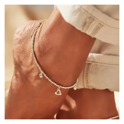 ChloBo Silver Mini Cute Multi Heart Anklet For Women