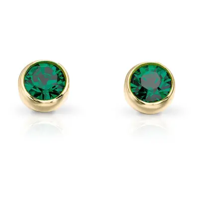 John Greed Signature Gold Plated Silver May Birthstone Crystal Stud Earrings For Women