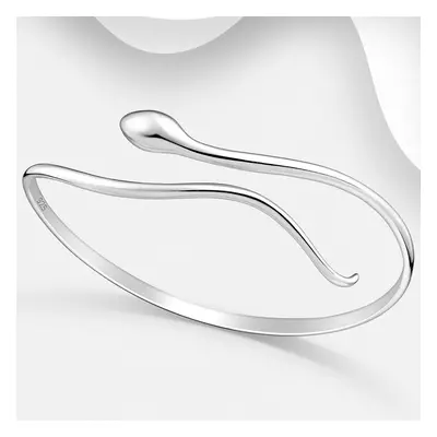 John Greed Signature Silver Snake Swirl Cuff Bangle For Women