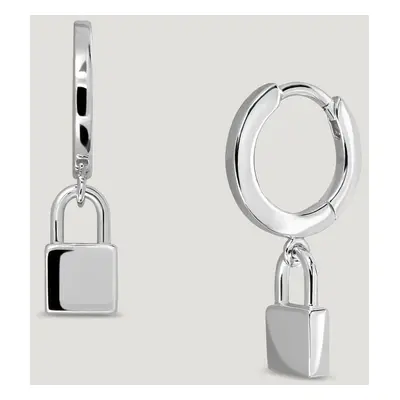 John Greed CANDY Love Silver Padlock Huggie Hoop Earring For Women