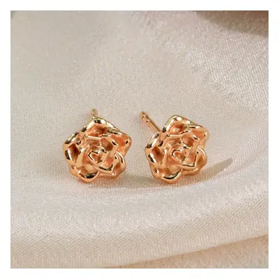 John Greed Tempest Rose Gold Plated Silver June Birth Flower Rose Stud Earrings For Women