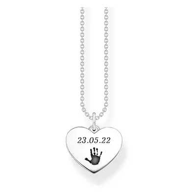 THOMAS SABO Silver Flat Polished Heart Handprint/Footprint Engraving Necklace For Women