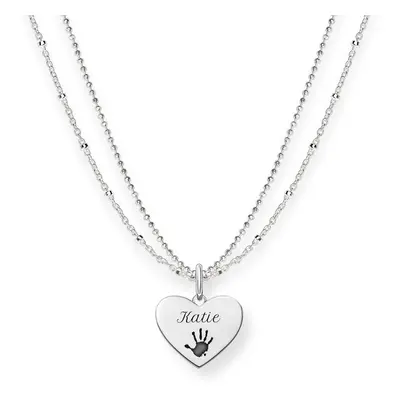 THOMAS SABO Silver Love Bridge Heart Handprint/Footprint Engraving Necklace For Women