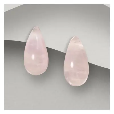 John Greed CANDY Cane Silver Rose Quartz Droplet Stud Earrings For Women