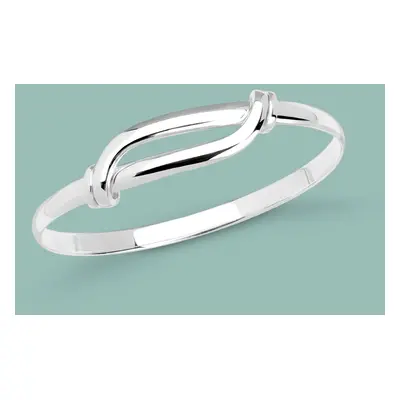 John Greed Portrait Sketch Silver Wave Knot Bangle For Women