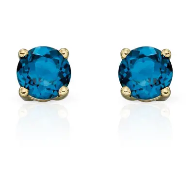 Fine Jewellery by John Greed 9ct Gold London Blue Topaz December Birthstone Stud Earrings 4mm Fo