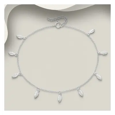 John Greed Tempest Wald Silver Leaf Anklet For Women