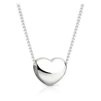 John Greed Signature Silver Floating Puffed Heart Necklace For Women