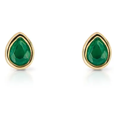 John Greed Signature Gold Plated May Birthstone Teardrop Stud Earrings For Women