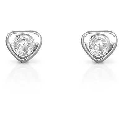 John Greed Signature Silver CZ Heart Encased Stud Earrings For Women